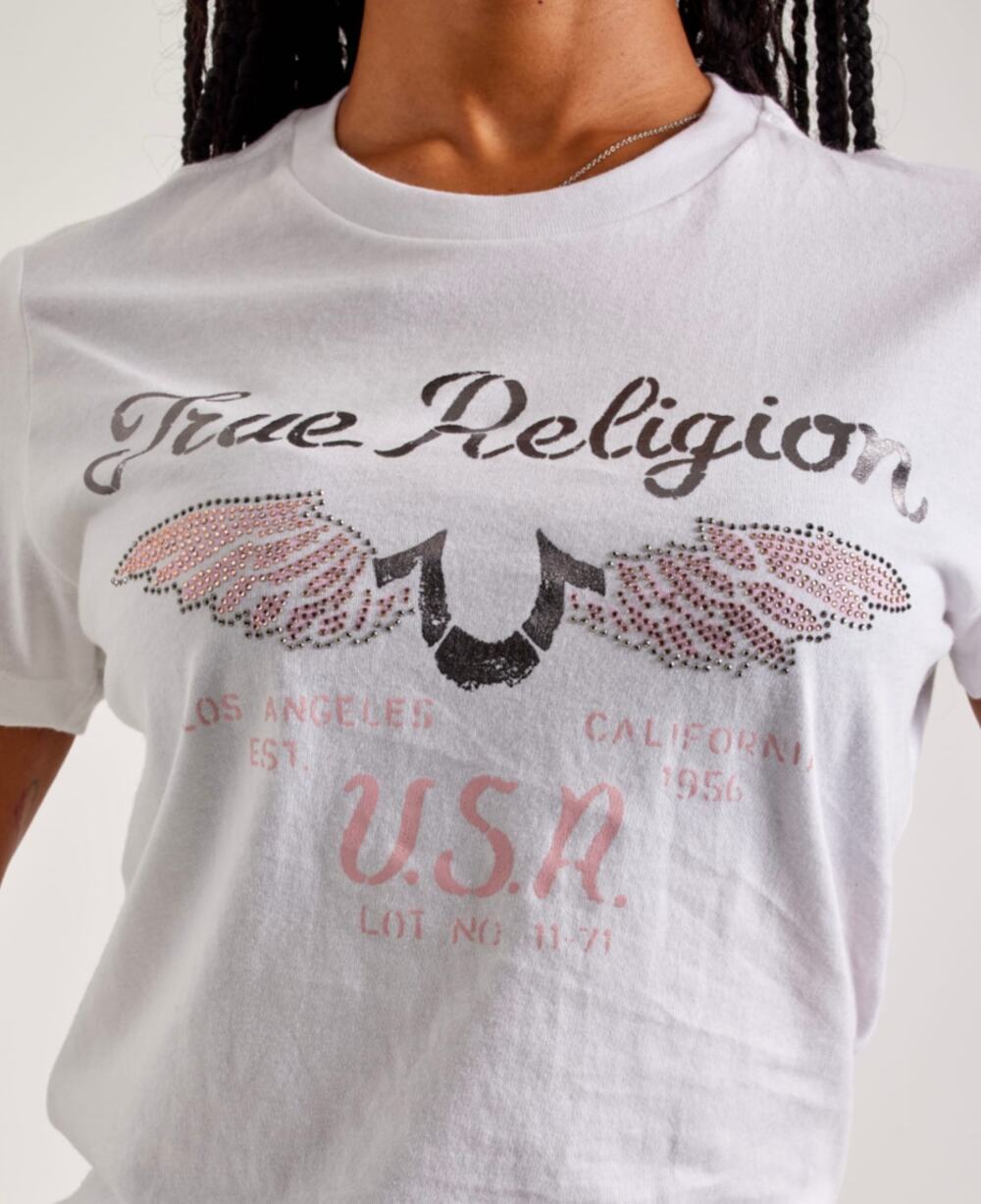True Religion Crystal Wings Slim White Tee 3XL